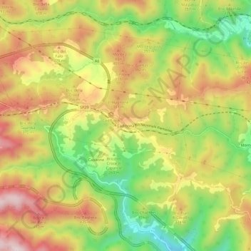 Carte topographique Cadibona, altitude, relief
