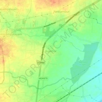 Carte topographique Kulathur, altitude, relief