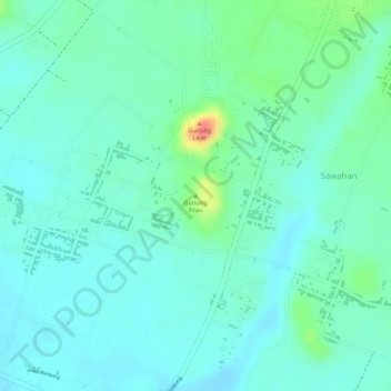 Carte topographique Gunung Prau, altitude, relief