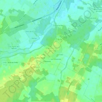 Carte topographique Le Bourg, altitude, relief