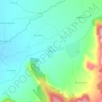 Carte topographique Uttarsu, altitude, relief
