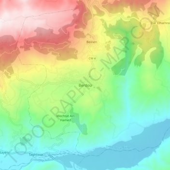 Carte topographique Berdou, altitude, relief