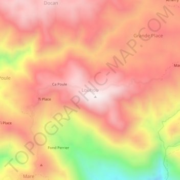 Carte topographique Louhou, altitude, relief