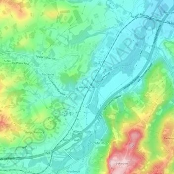 Carte topographique Alanno Scalo, altitude, relief