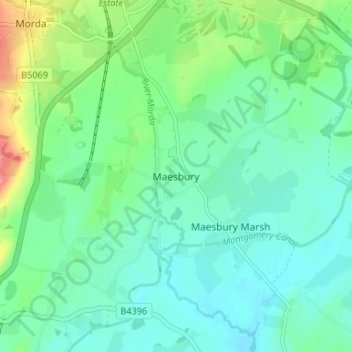 Carte topographique Maesbury, altitude, relief