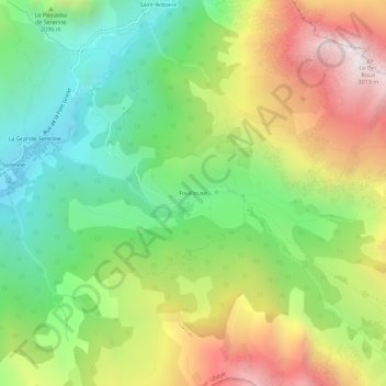 Carte topographique Fouillouse, altitude, relief