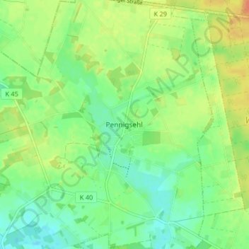 Carte topographique Pennigsehl, altitude, relief