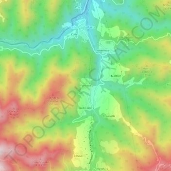Carte topographique Fornisco, altitude, relief