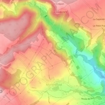 Carte topographique Les Voëttes, altitude, relief