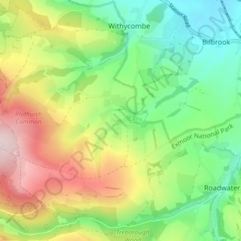Carte topographique Rodhuish, altitude, relief
