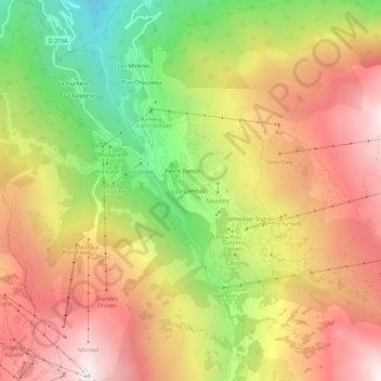 Carte topographique La Combaz, altitude, relief