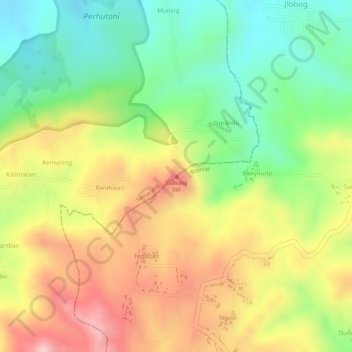 Carte topographique Gunung Jati, altitude, relief