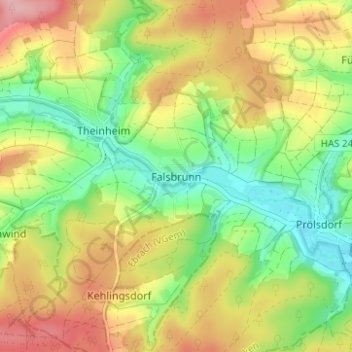 Carte topographique Falsbrunn, altitude, relief