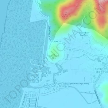 Carte topographique Bukit Kechil, altitude, relief