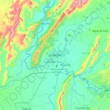 Carte topographique Girardot, altitude, relief