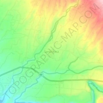 Carte topographique Santa Rosa, altitude, relief
