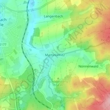 Carte topographique Martinlamitz, altitude, relief