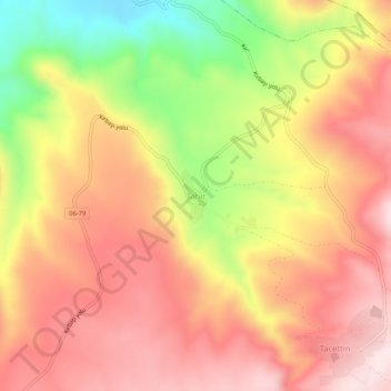 Carte topographique Tahir, altitude, relief