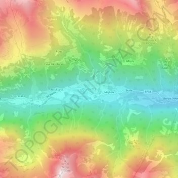 Carte topographique Pialpetta, altitude, relief