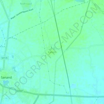 Carte topographique Kaneti, altitude, relief