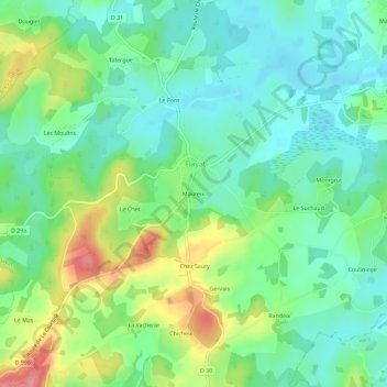 Carte topographique Maureix, altitude, relief
