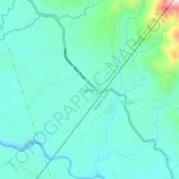 Carte topographique Tagukon, altitude, relief
