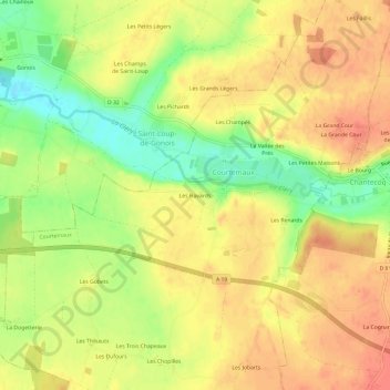 Carte topographique Les Havards, altitude, relief