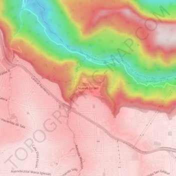 Carte topographique Nuevo Israel, altitude, relief