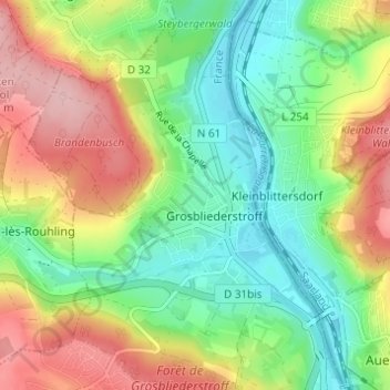 Carte topographique Mess, altitude, relief