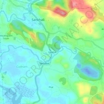 Carte topographique Guvthal, altitude, relief