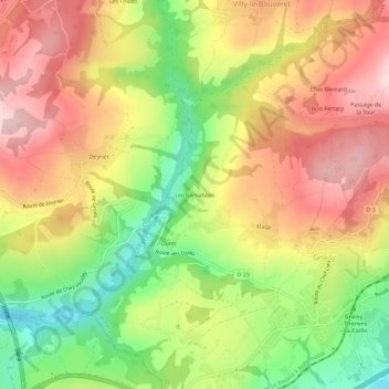 Carte topographique Les Barnabites, altitude, relief