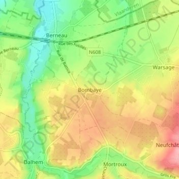 Carte topographique Bombaye, altitude, relief
