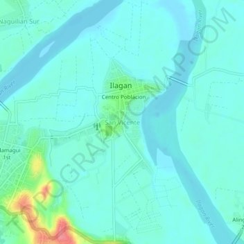 Carte topographique San Vicente, altitude, relief