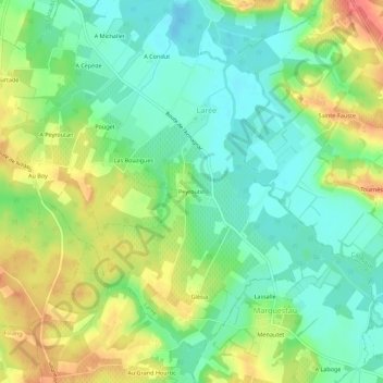 Carte topographique Peyroutin, altitude, relief