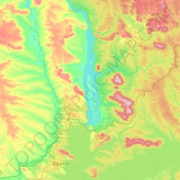 Carte topographique Бурнина, altitude, relief