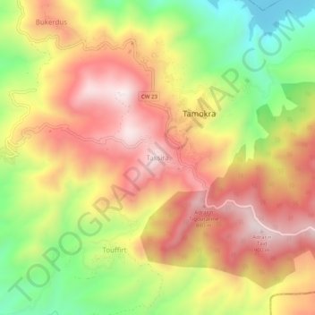 Carte topographique Tassira, altitude, relief