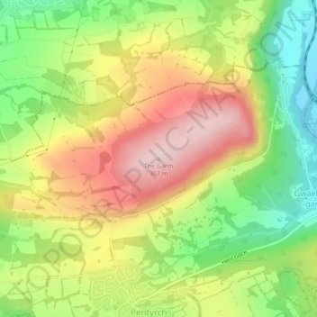 Carte topographique The Garth, altitude, relief