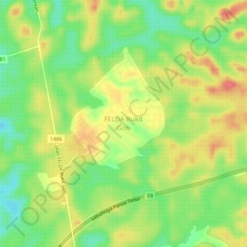 Carte topographique FELDA Bukit Goh, altitude, relief