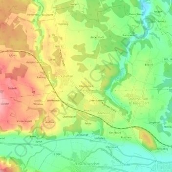 Carte topographique Oberstetten, altitude, relief