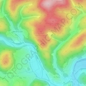 Carte topographique Honert, altitude, relief