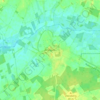 Carte topographique Ahmsen, altitude, relief