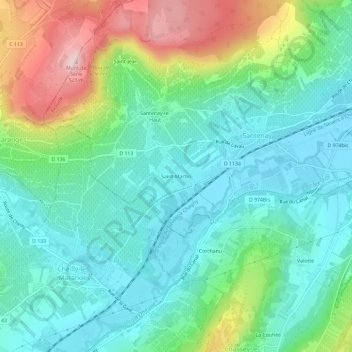 Carte topographique Saint-Martin, altitude, relief