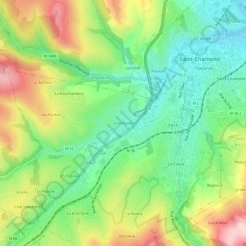 Carte topographique La Varizelle, altitude, relief