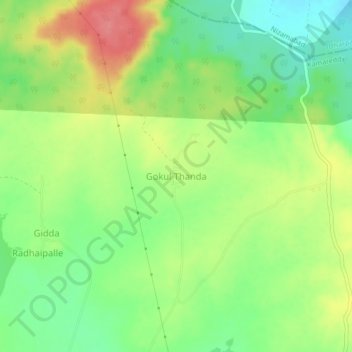 Carte topographique Gokul Thanda, altitude, relief