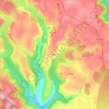 Carte topographique Bouscayrol, altitude, relief