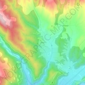 Carte topographique Aravell, altitude, relief