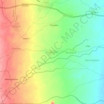 Carte topographique Madargom, altitude, relief