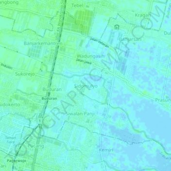 Carte topographique Sidomulyo, altitude, relief