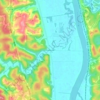 Carte topographique Southside, altitude, relief