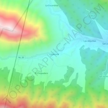 Carte topographique La Jacinta, altitude, relief
